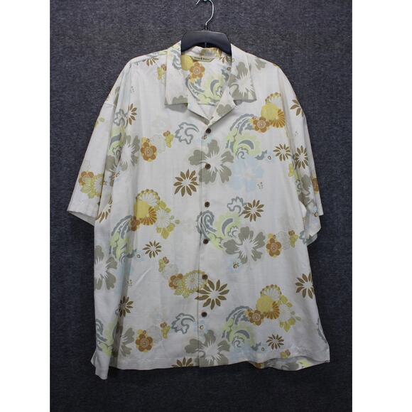 Tommy Bahama Other - Tommy Bahama Floral Neutral Silk Button Down Short Sleeve Shirt Size XXL NEW